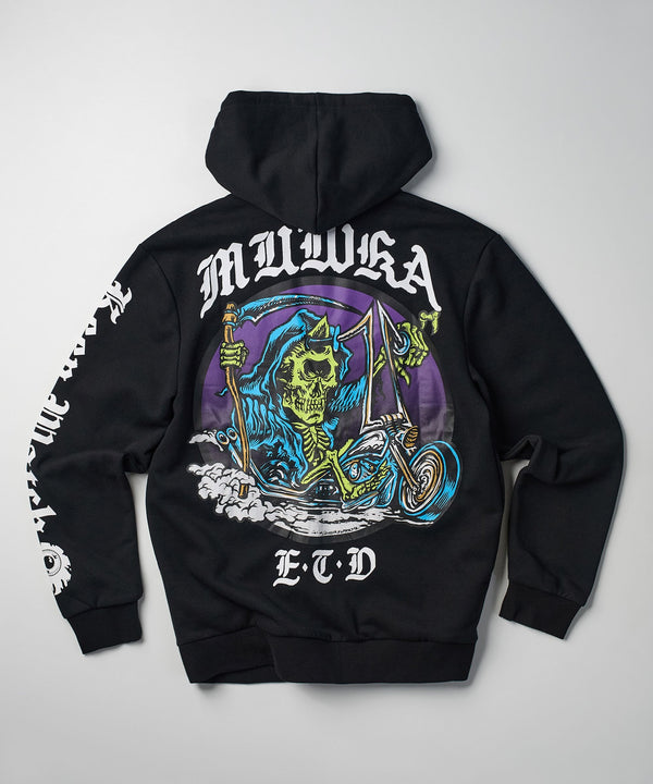 Death Adders Biker Zip Up Hoodie - Black