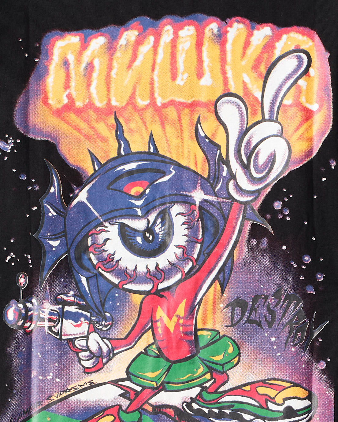 Mishka Front Graphic Print Tee - Black