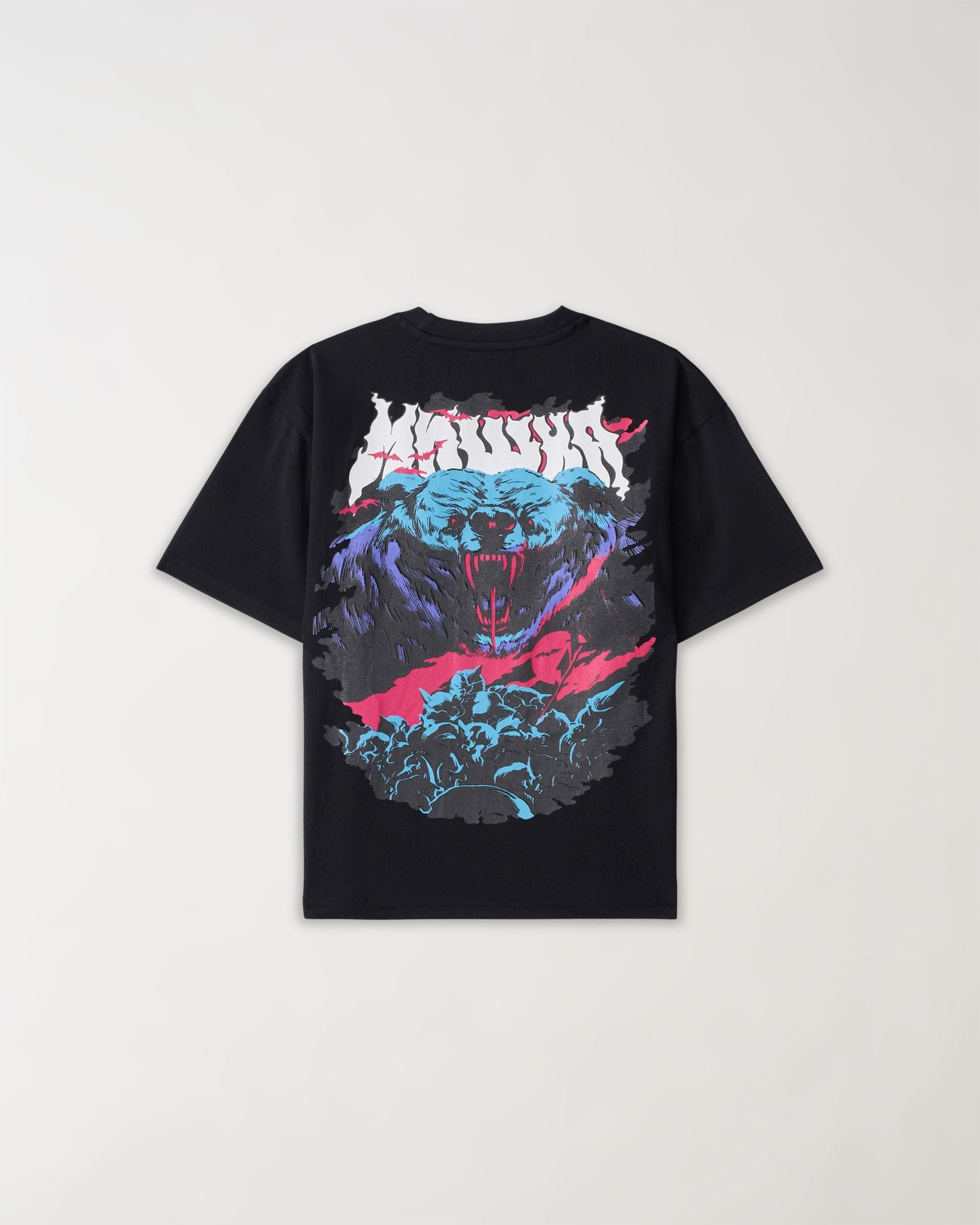 Kids Bear Back Print Short Sleeve Tee - Black