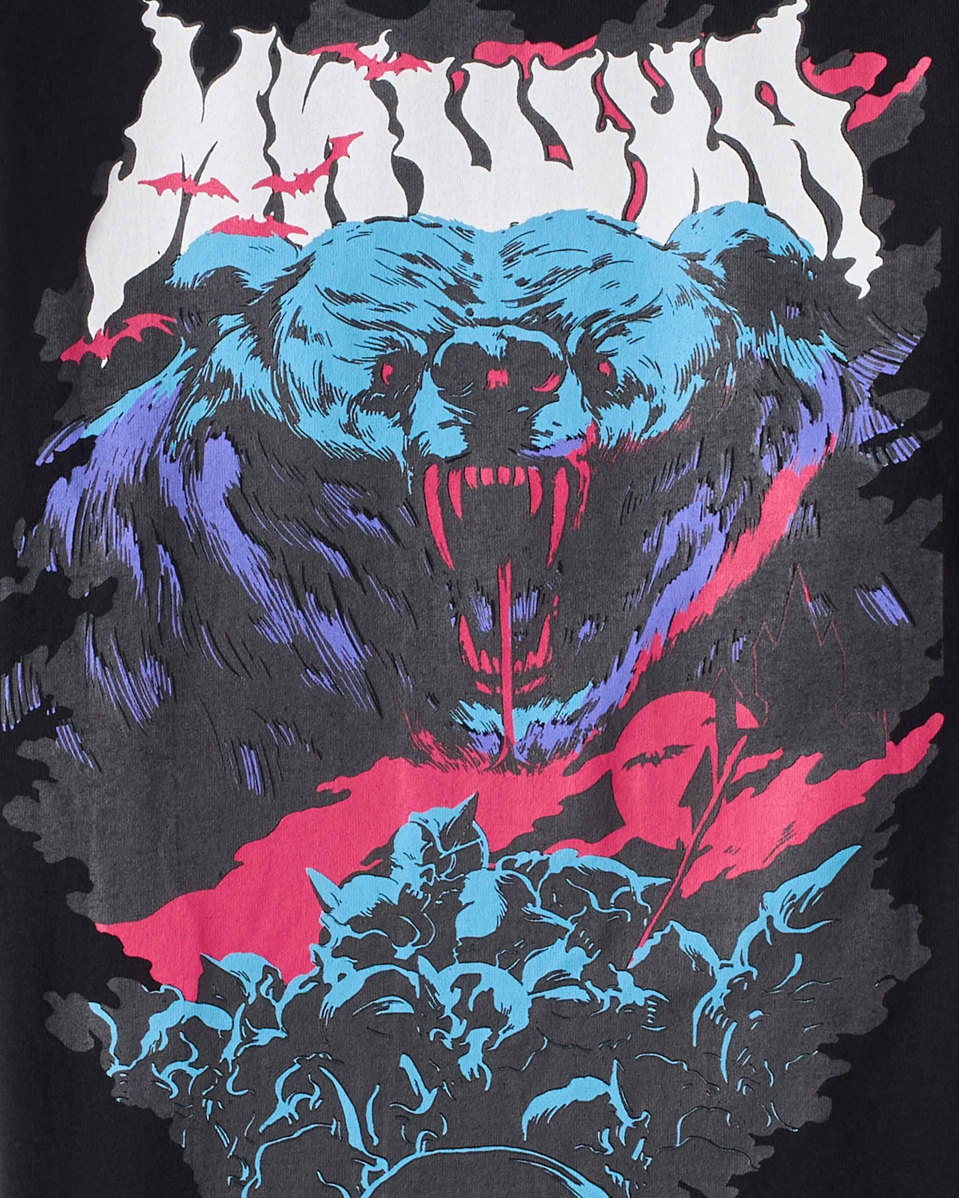 Kids Bear Back Print Short Sleeve Tee - Black