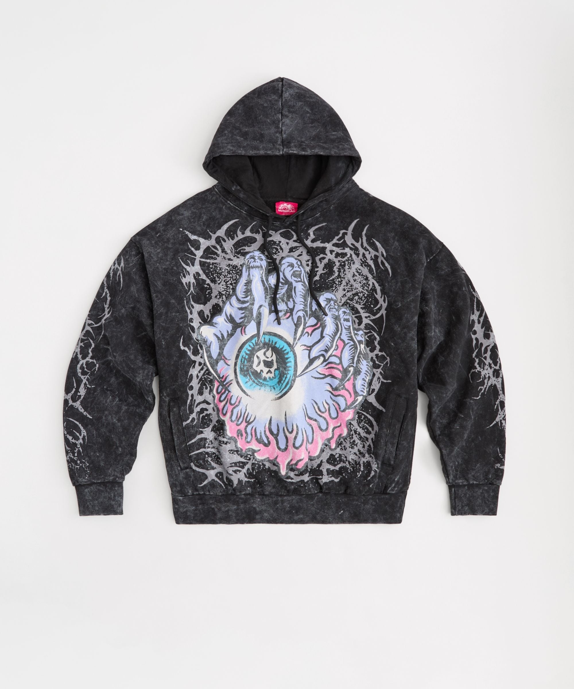 Washed Graphic Hoodie - Black