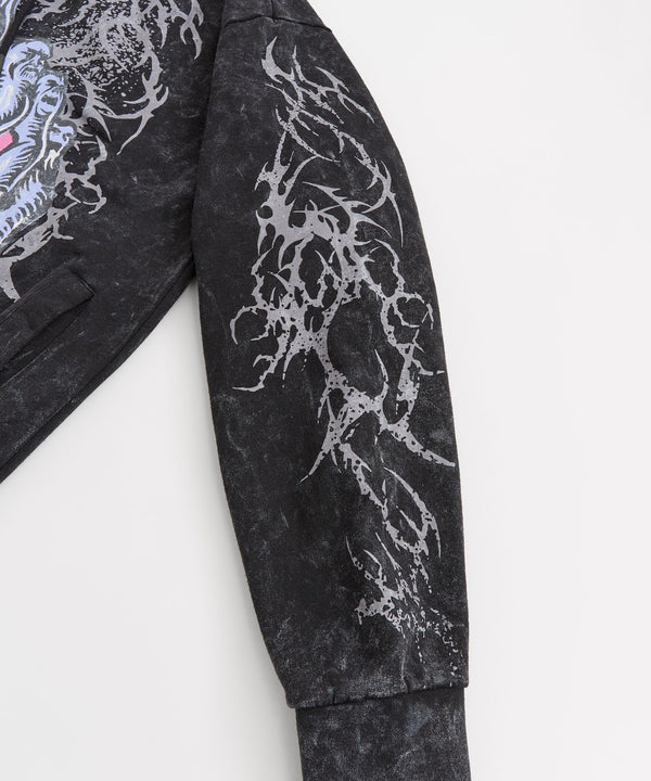 Washed Graphic Hoodie - Black