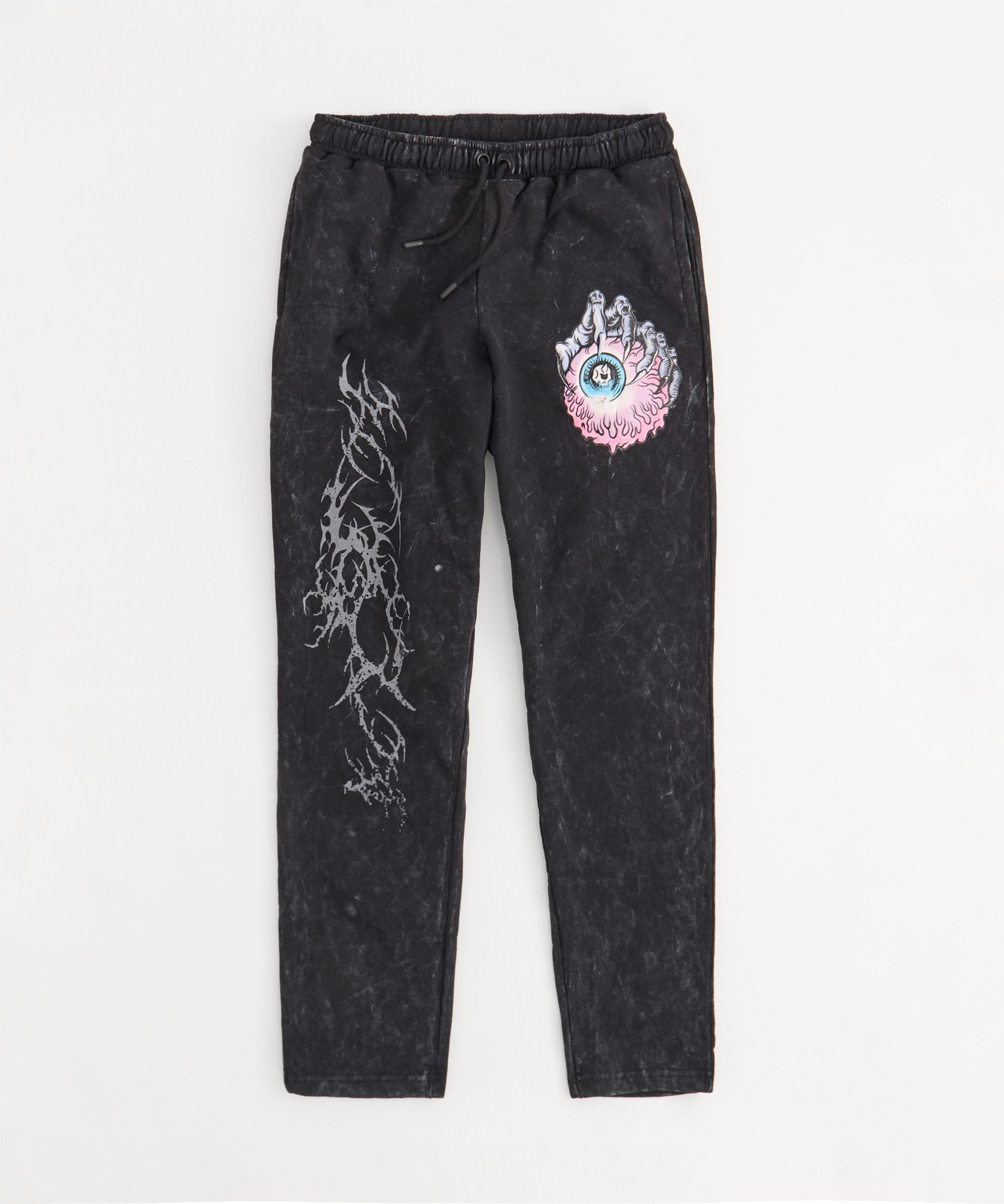 Mishka Graphic Print Washed Sweats - Black