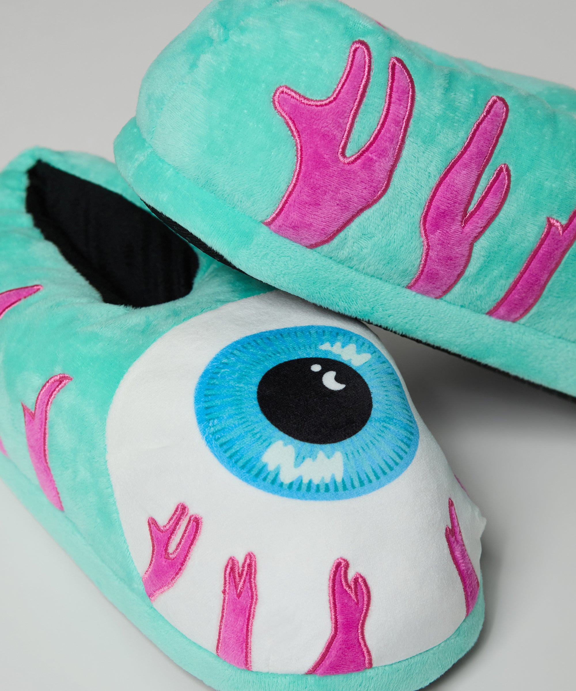 Keep Watch Eyeball Slippers - Aqua