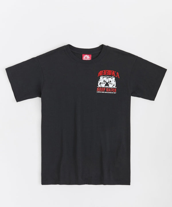 Old English Short Sleeve Back Print Tee -  Black