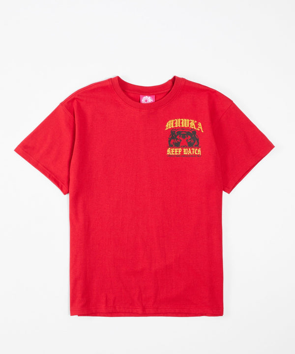 Old English Short Sleeve Back Print Tee -  Red