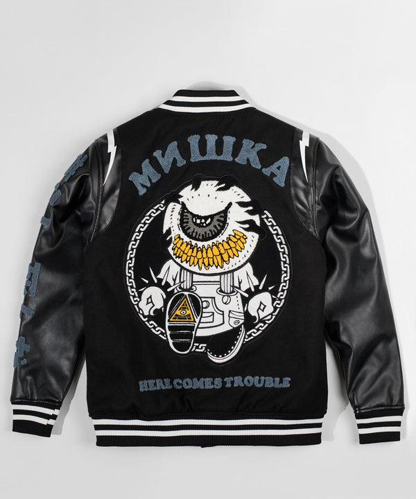 Troublemaker Varsity Jacket - Black